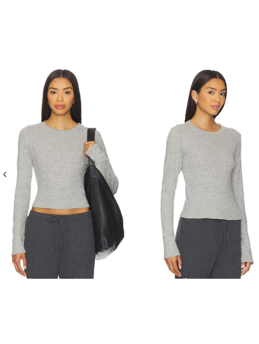 PerfectWhiteTee Jamie Cotton Long Sleeve Top Heather Grey size M NWT $86msrp